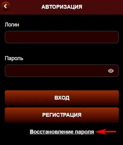 Полноэкранная форма авторизации, открытая с ярлыка Азино 777 Мобайл